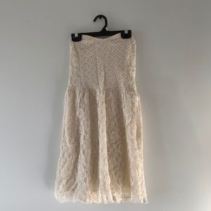 Hollister Strapless Lace Mini White Dress